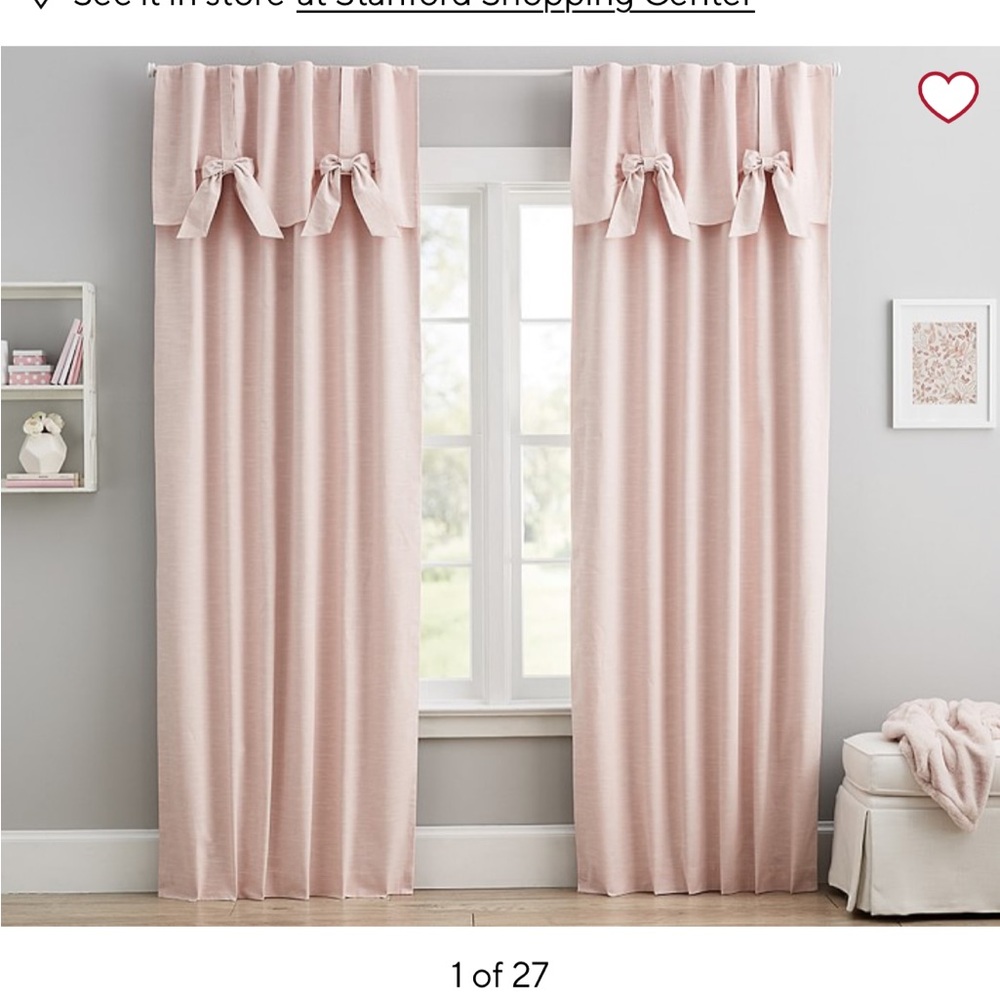 Pink Ruffled Valance Curtains with Pleated Accents, set of 2